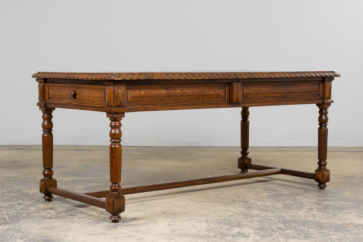 Late 19th Century French Louis XIII Style Oak Writing Table