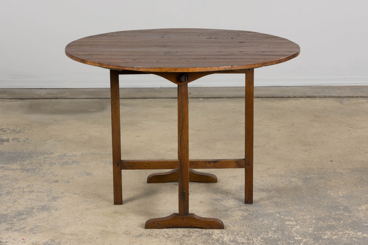 Antique Country French Farmhouse Oval Oak Vendange Wine Tasting Table