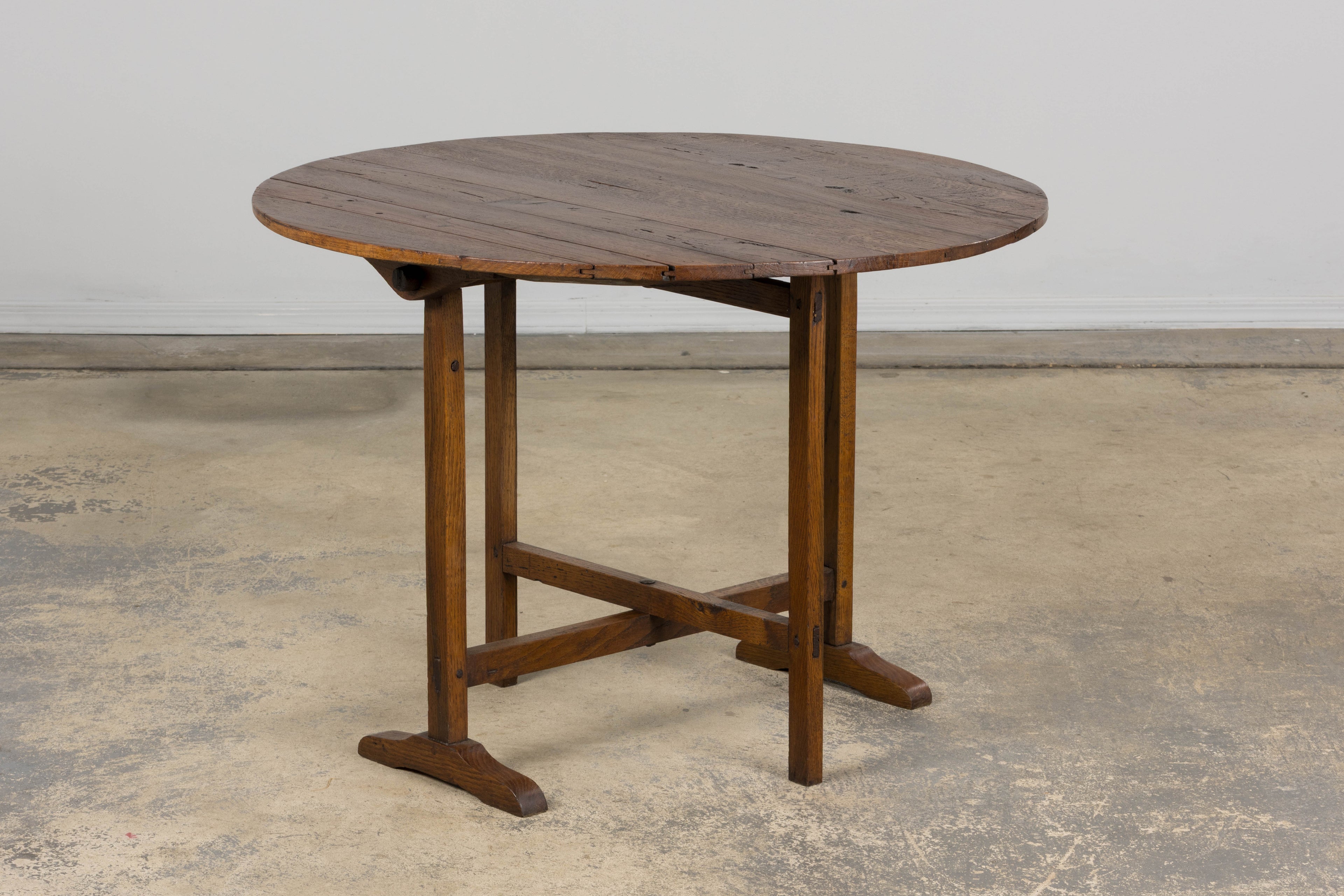 ON HOLD Antique Country French Farmhouse Oval Oak Vendange Wine Tasting Table