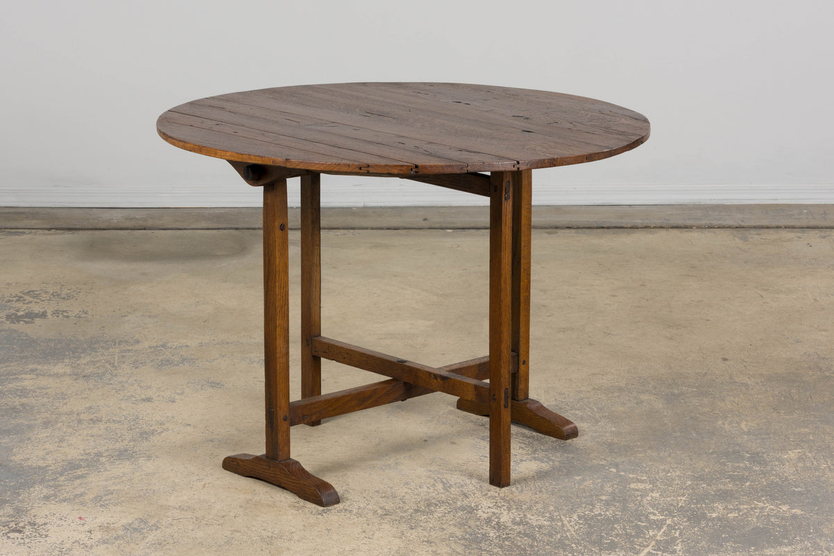 Antique Country French Farmhouse Oval Oak Vendange Wine Tasting Table