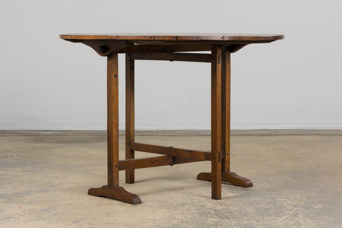 Antique Country French Farmhouse Oval Oak Vendange Wine Tasting Table