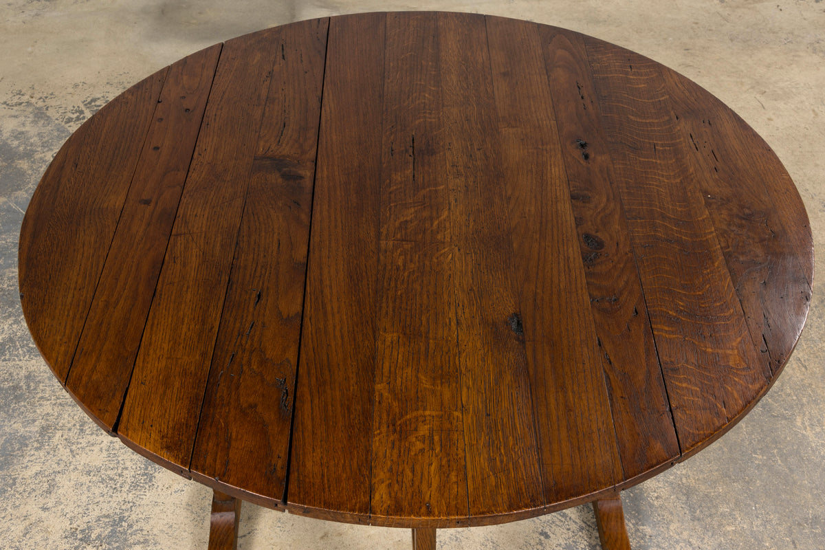Antique Country French Farmhouse Oval Oak Vendange Wine Tasting Table