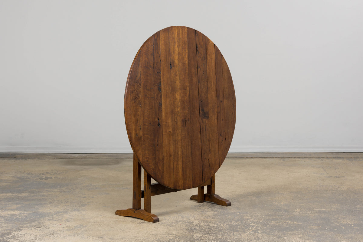 Antique Country French Farmhouse Oval Oak Vendange Wine Tasting Table