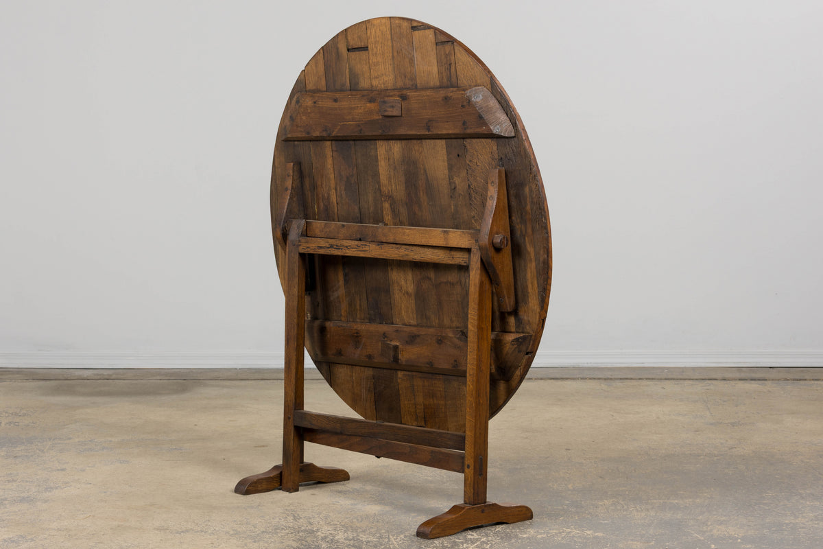 Antique Country French Farmhouse Oval Oak Vendange Wine Tasting Table