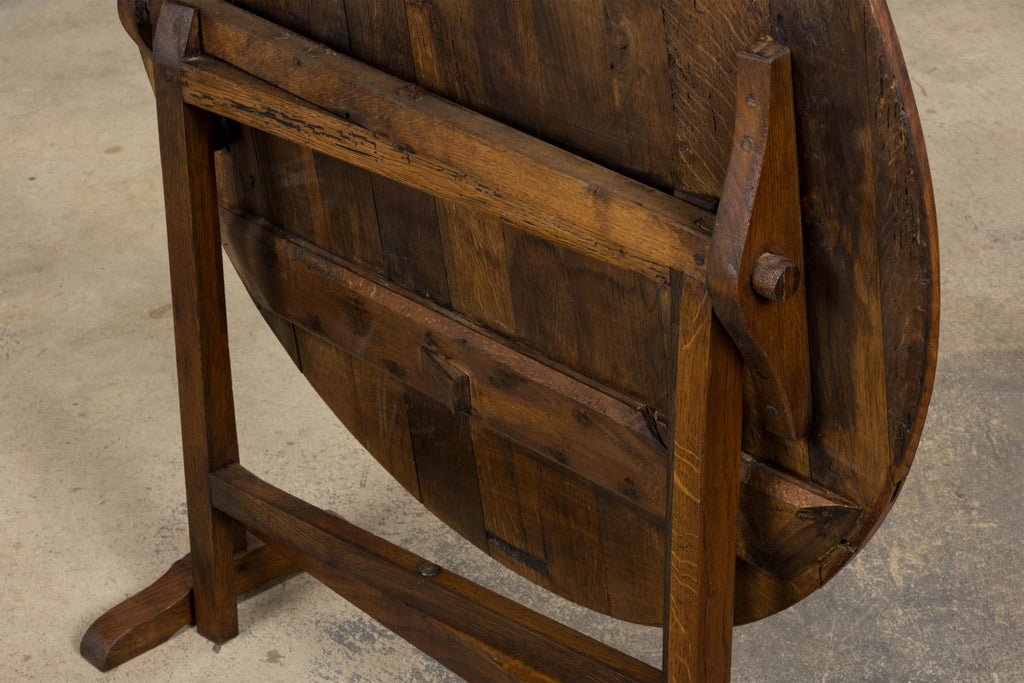 ON HOLD Antique Country French Farmhouse Oval Oak Vendange Wine Tasting Table