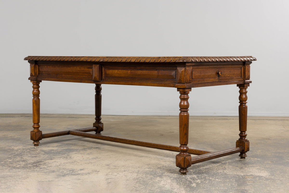 Late 19th Century French Louis XIII Style Oak Writing Table