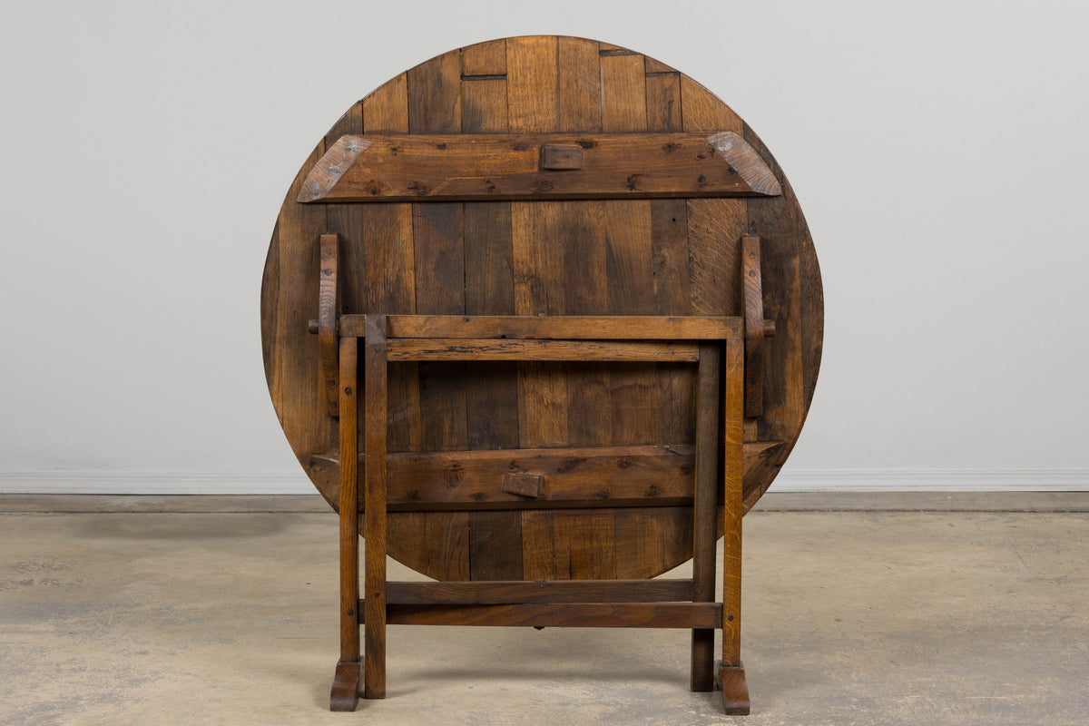 Antique Country French Farmhouse Oval Oak Vendange Wine Tasting Table