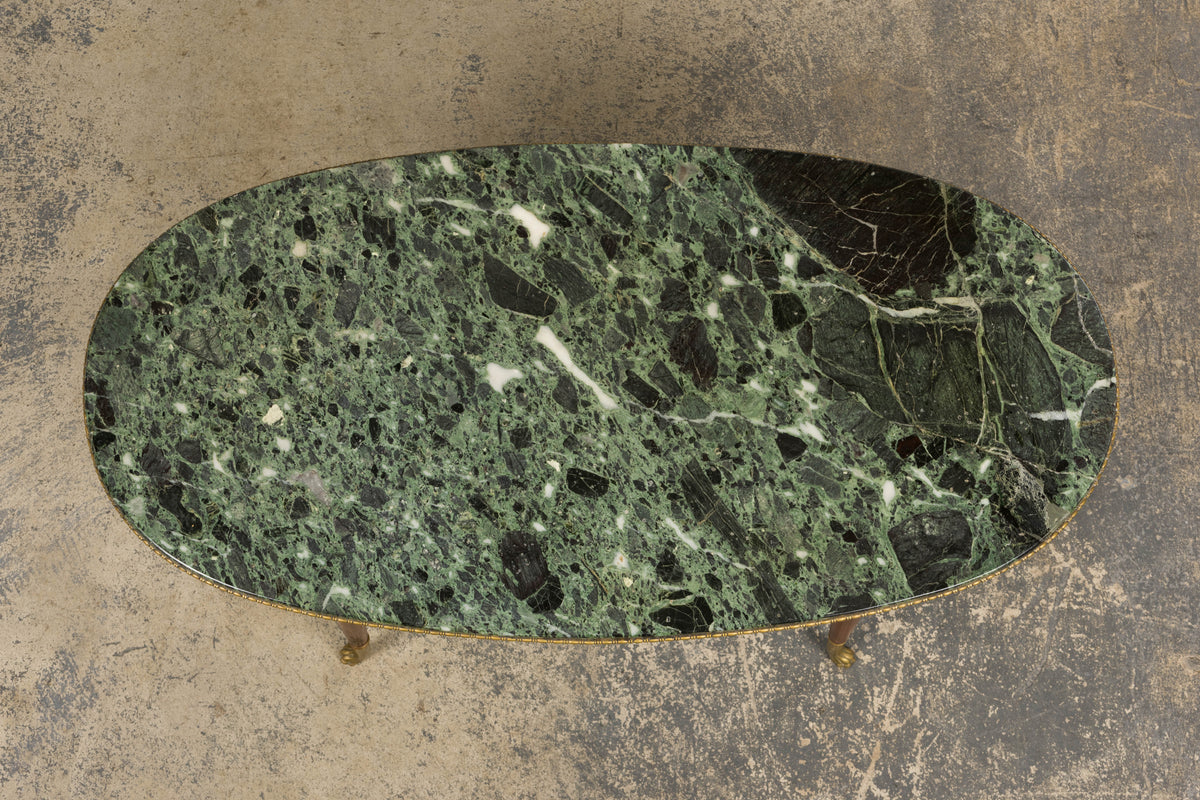 French Empre Style Coffee Table W/ Green Marble