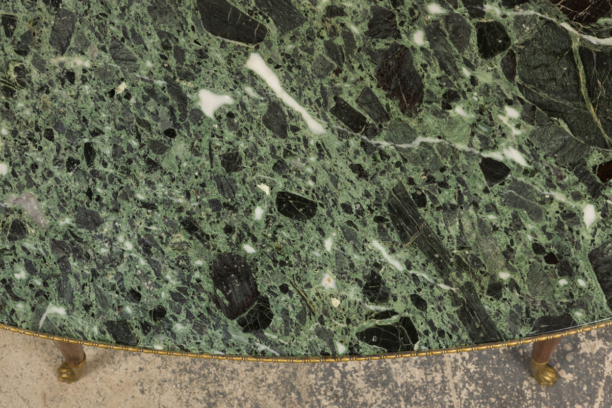 French Empre Style Coffee Table W/ Green Marble