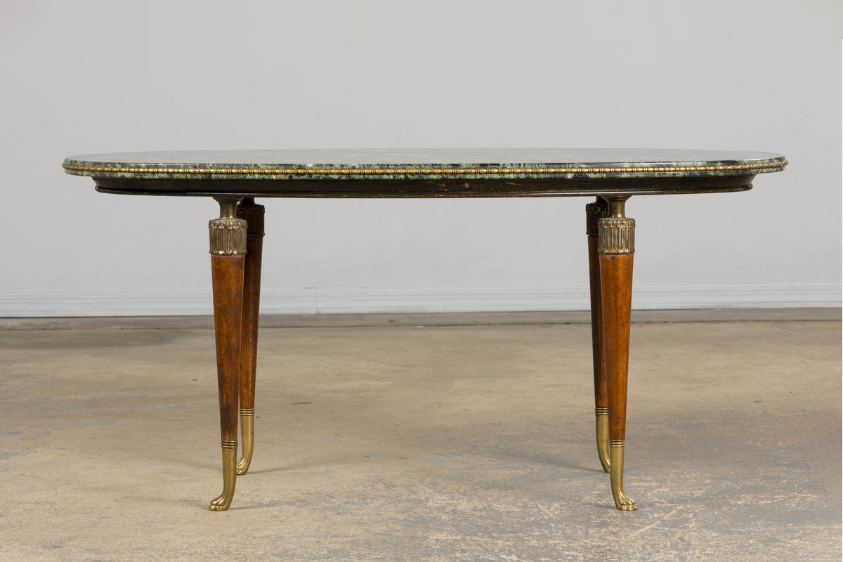 French Empre Style Coffee Table W/ Green Marble