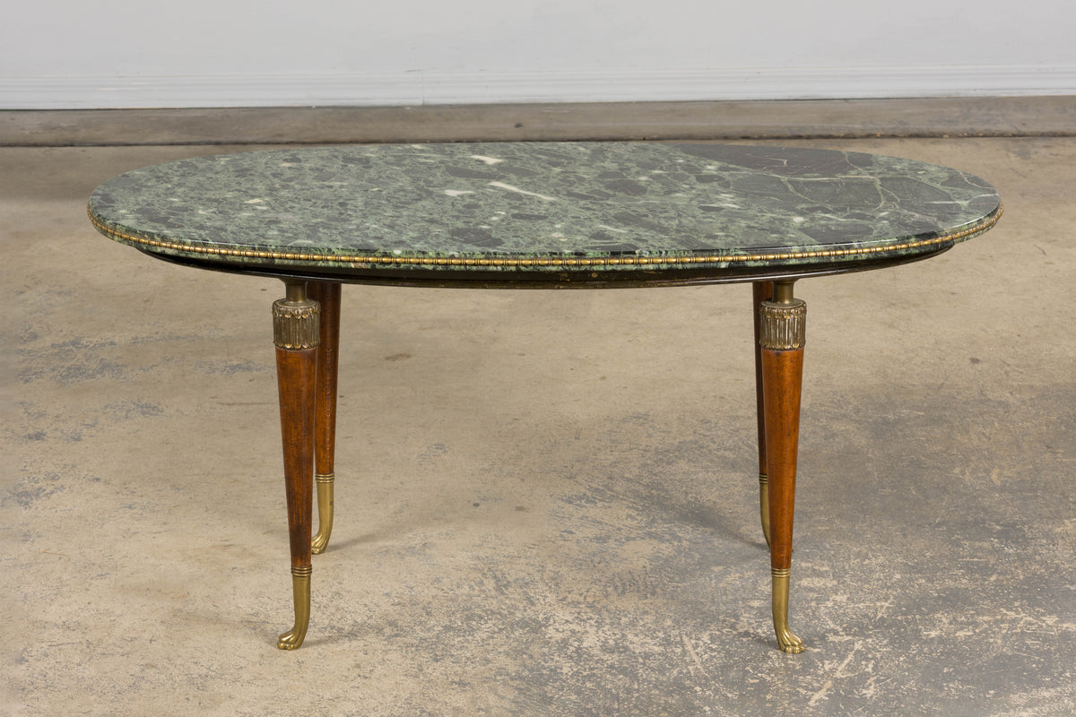 French Empre Style Coffee Table W/ Green Marble