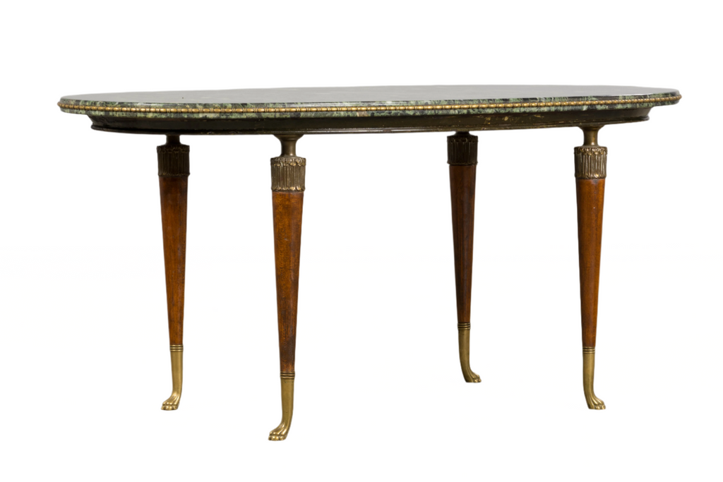 French Empire Style Coffee Table W/ Green Marble