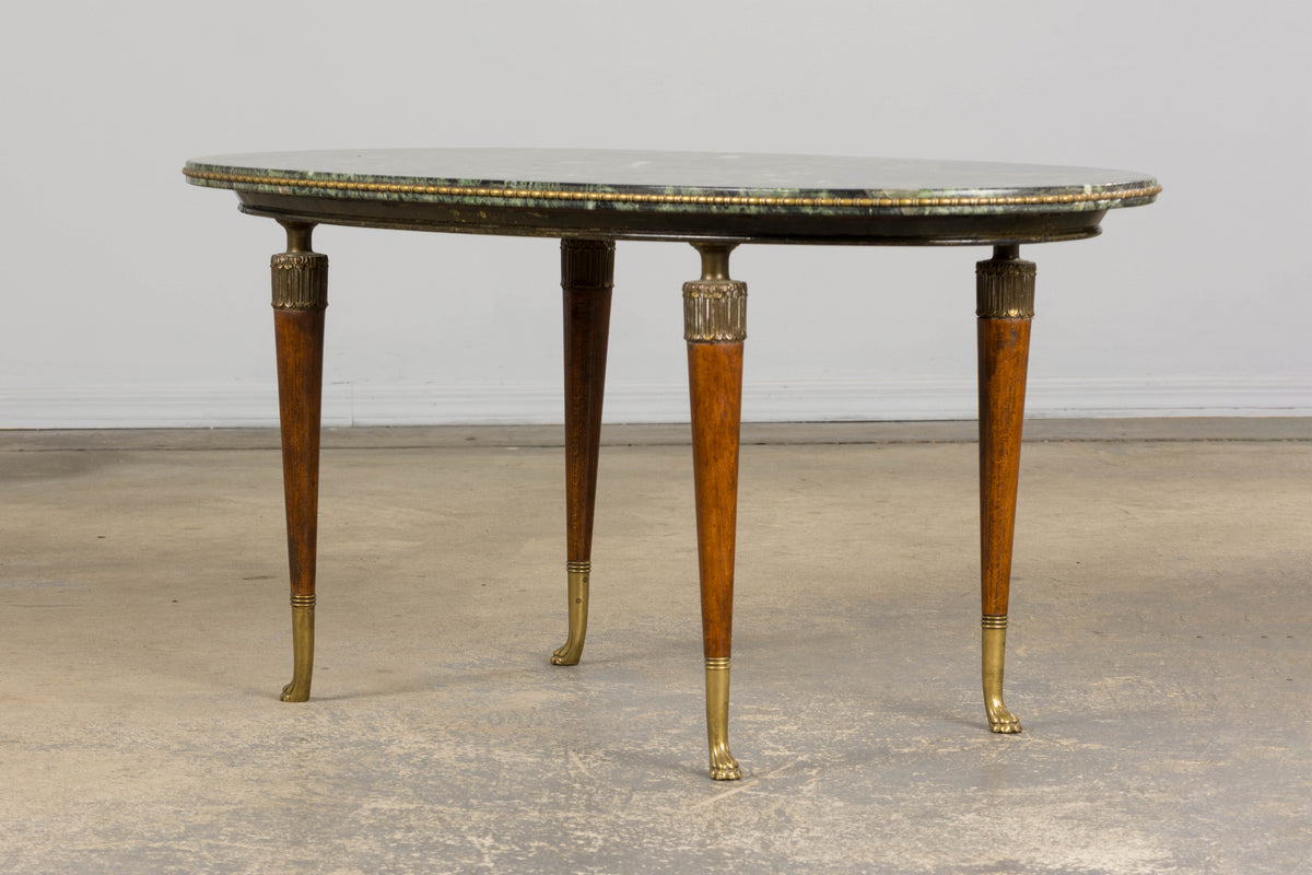 French Empre Style Coffee Table W/ Green Marble