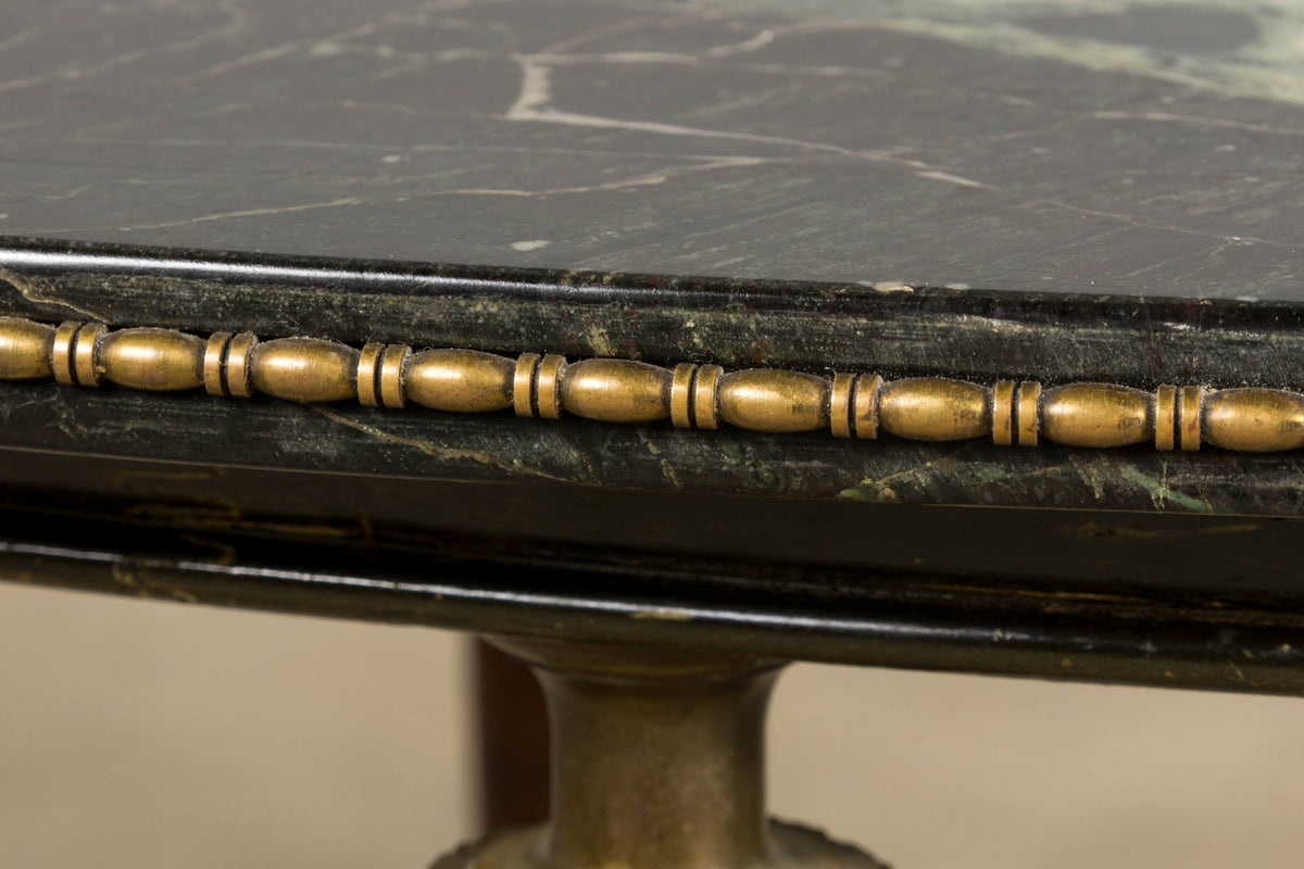 French Empre Style Coffee Table W/ Green Marble