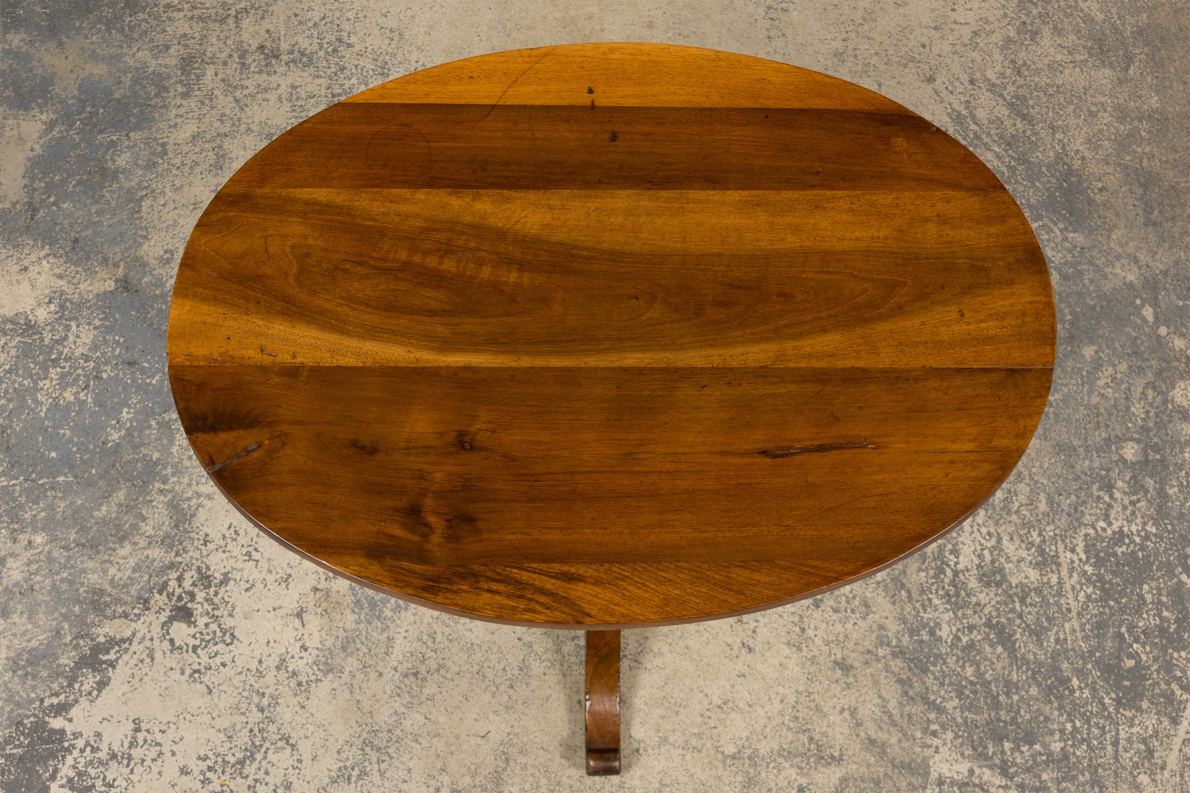 Antique French Louis Philippe Oval Walnut Vendange Wine Tasting Side Table