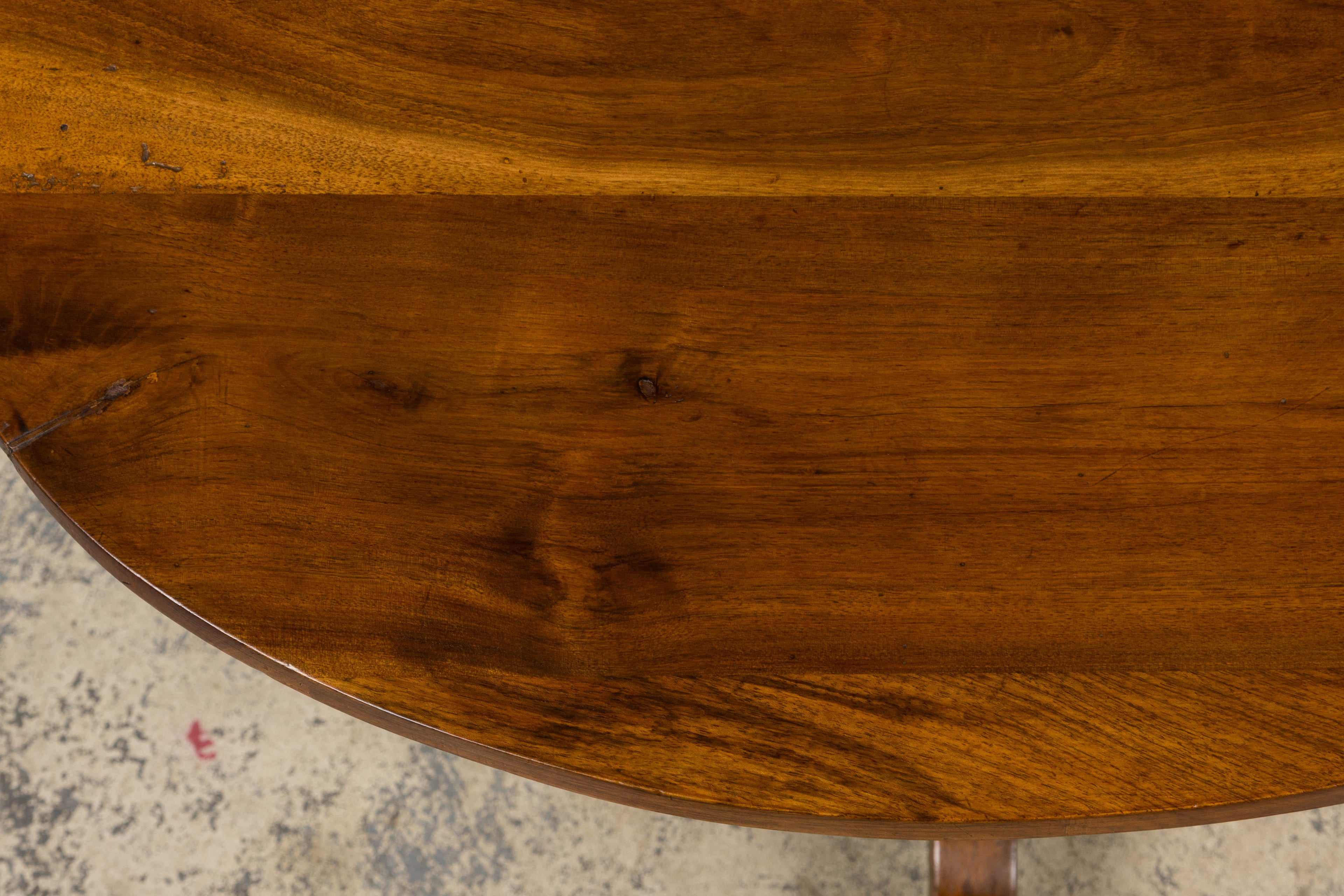 Antique French Louis Philippe Oval Walnut Vendange Wine Tasting Side Table