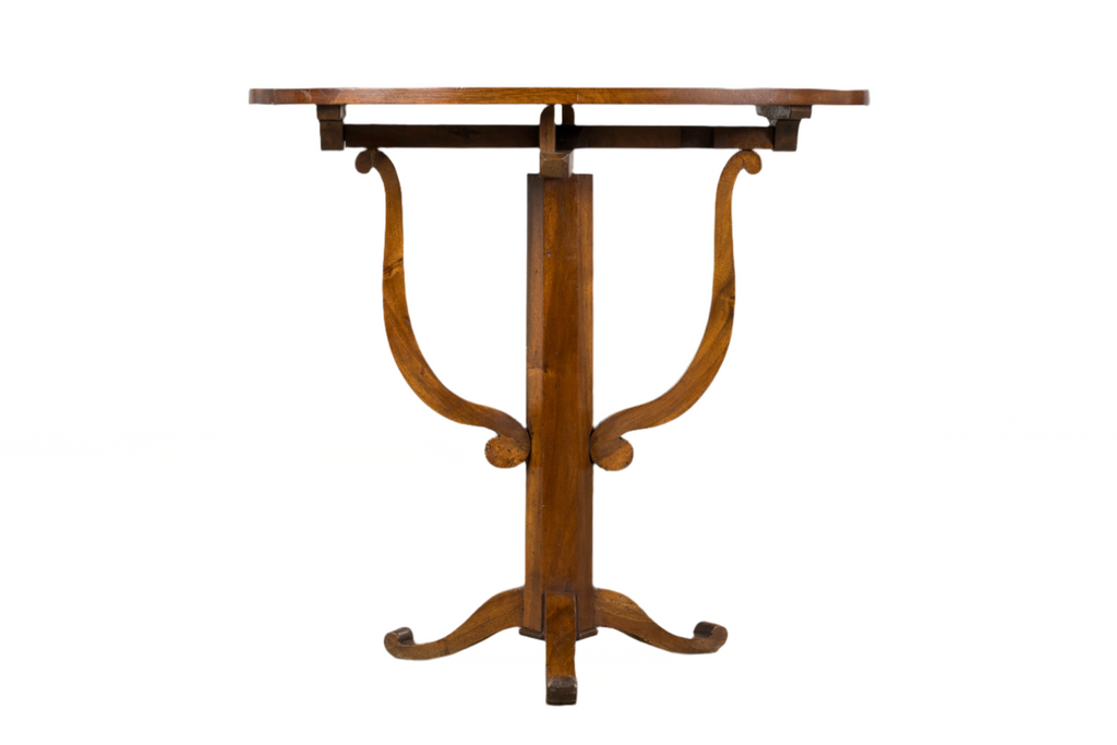 Antique French Louis Philippe Oval Walnut Vendange Wine Tasting Side Table