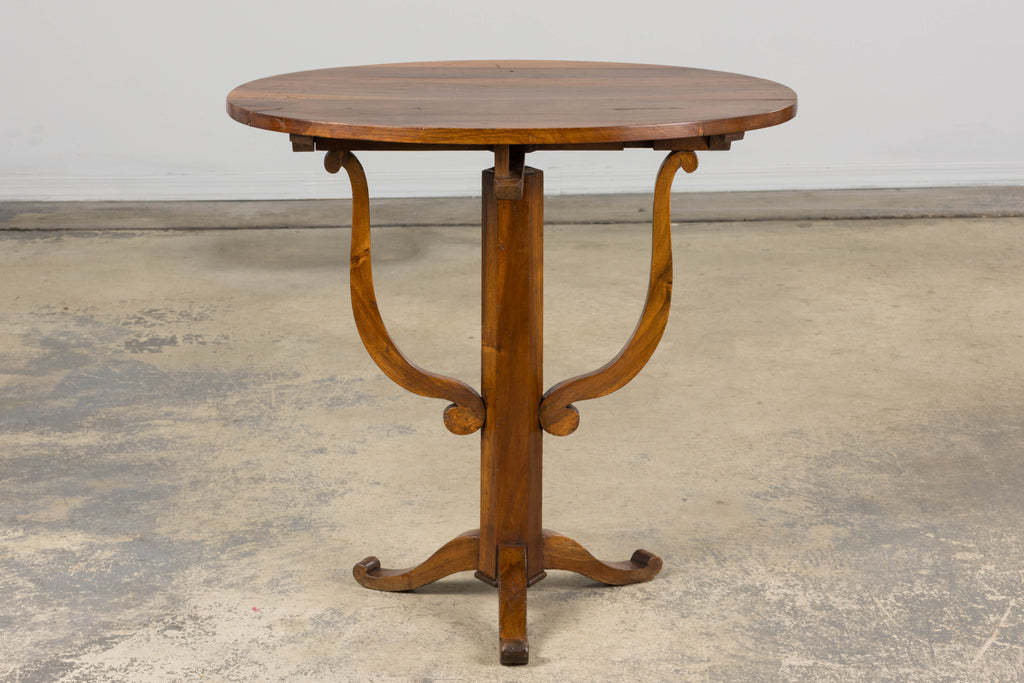 Antique French Louis Philippe Oval Walnut Vendange Wine Tasting Side Table