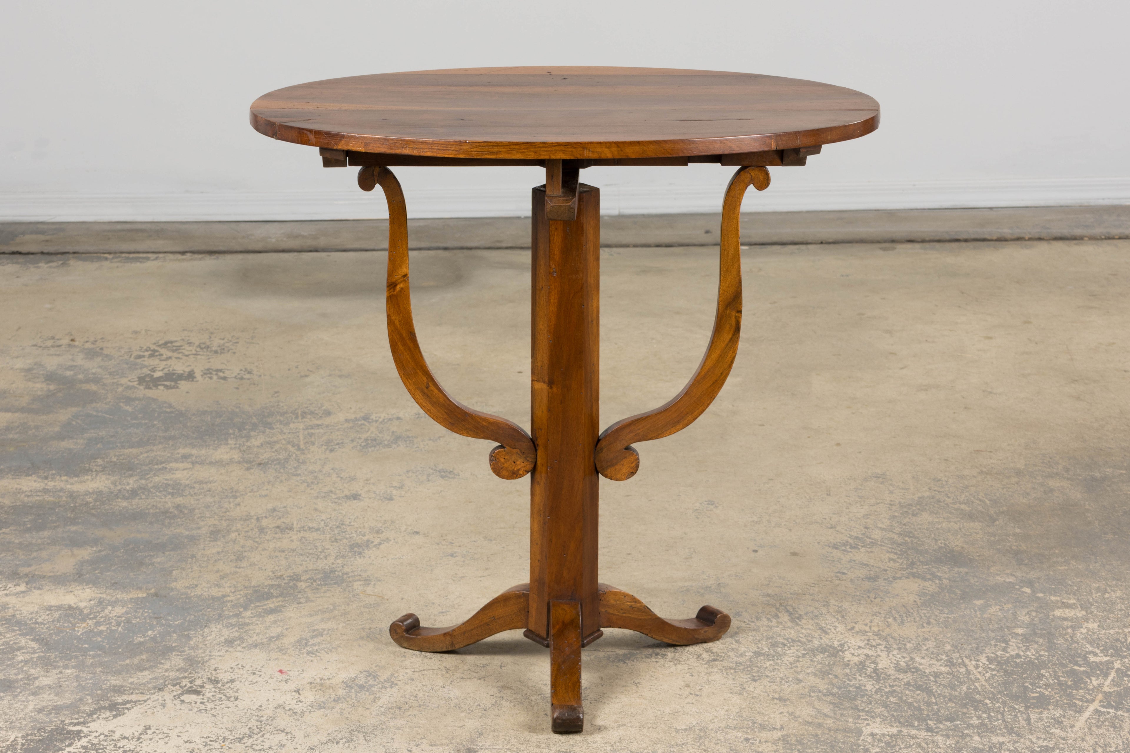 Antique French Louis Philippe Oval Walnut Vendange Wine Tasting Side Table