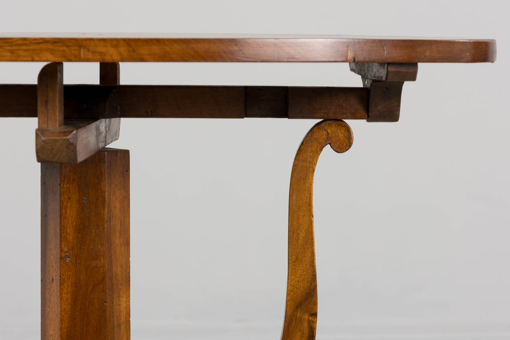 Antique French Louis Philippe Oval Walnut Vendange Wine Tasting Side Table