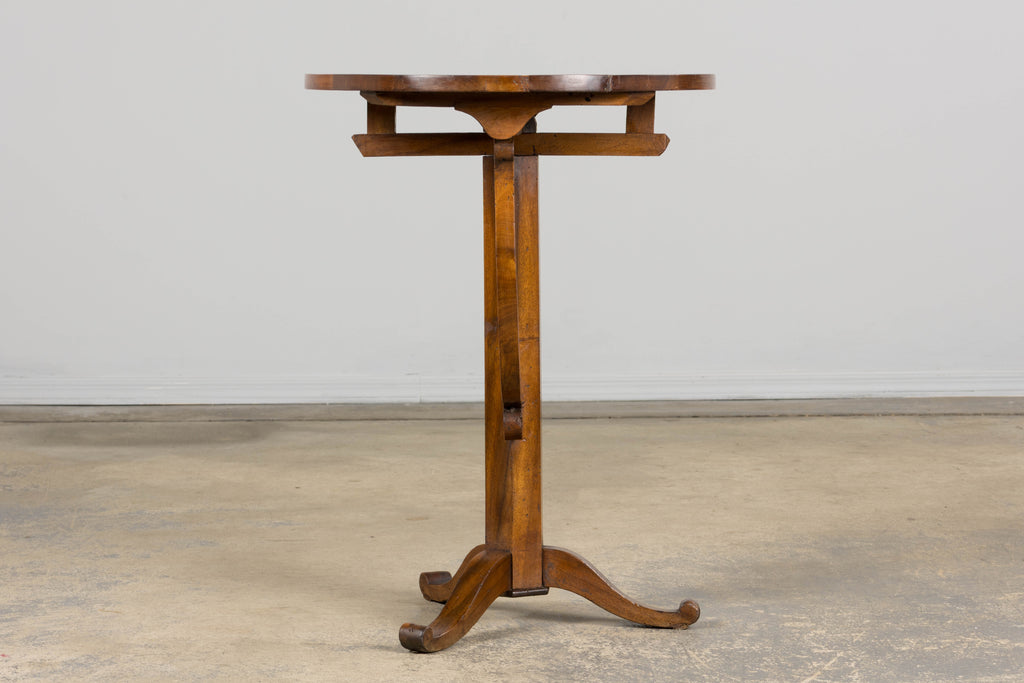 Antique French Louis Philippe Oval Walnut Vendange Wine Tasting Side Table