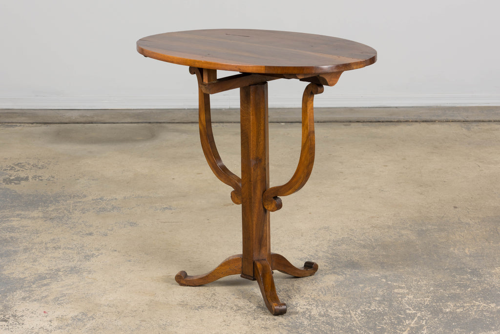 Antique French Louis Philippe Oval Walnut Vendange Wine Tasting Side Table