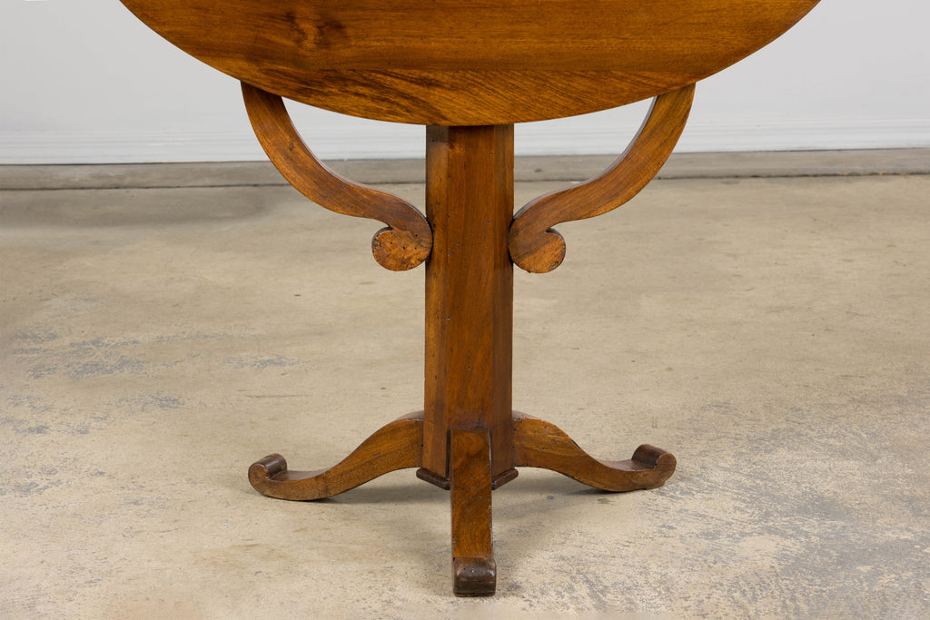 Antique French Louis Philippe Oval Walnut Vendange Wine Tasting Side Table
