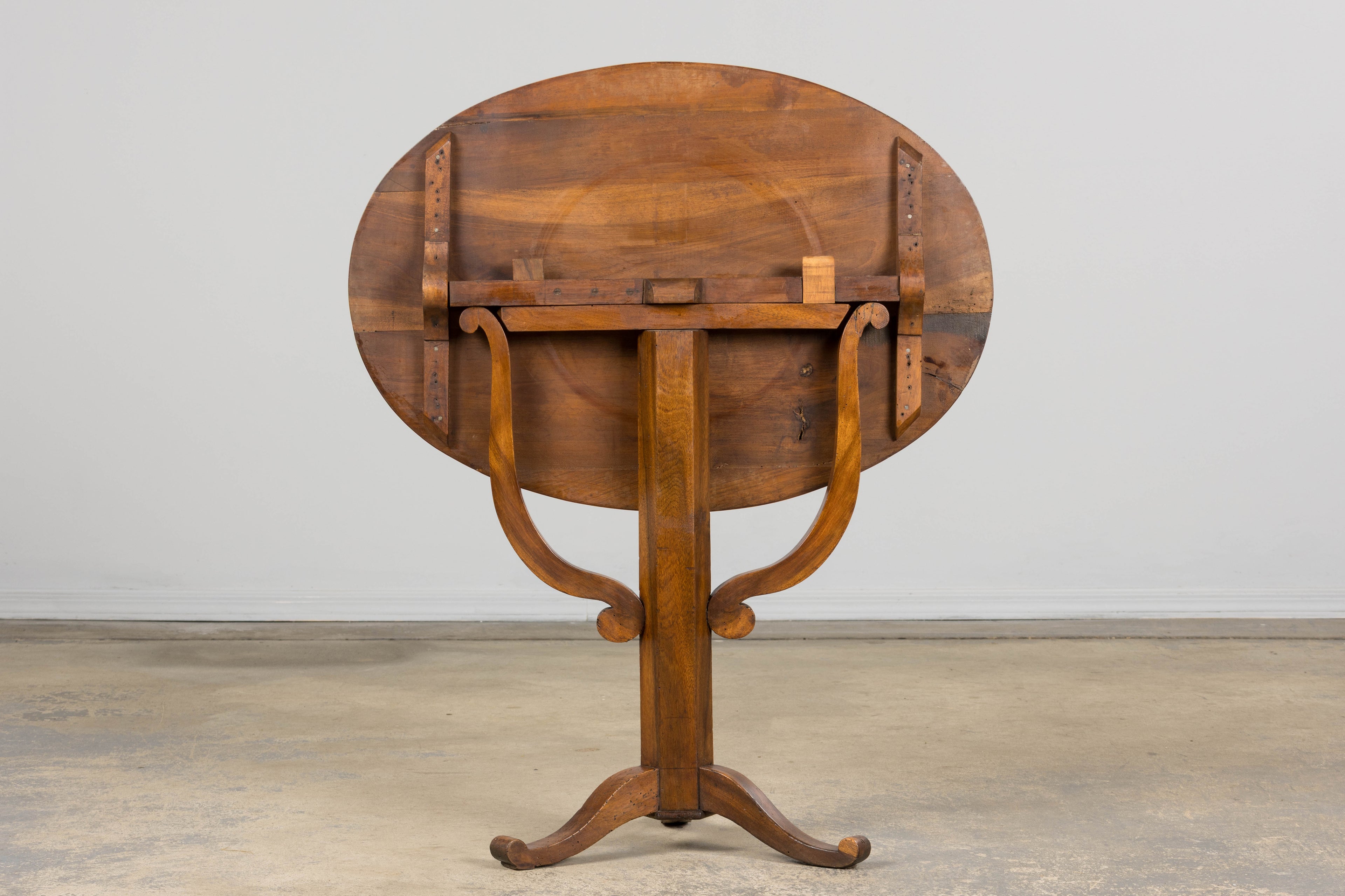 Antique French Louis Philippe Oval Walnut Vendange Wine Tasting Side Table