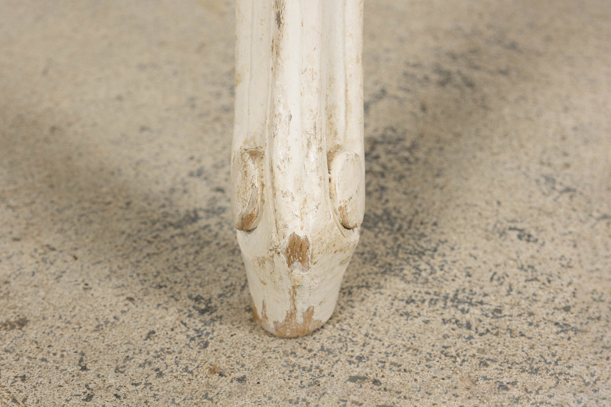 Antique French Louis XV Style Painted Provincial Dining Chairs in Striped Jacquard – Set of 8