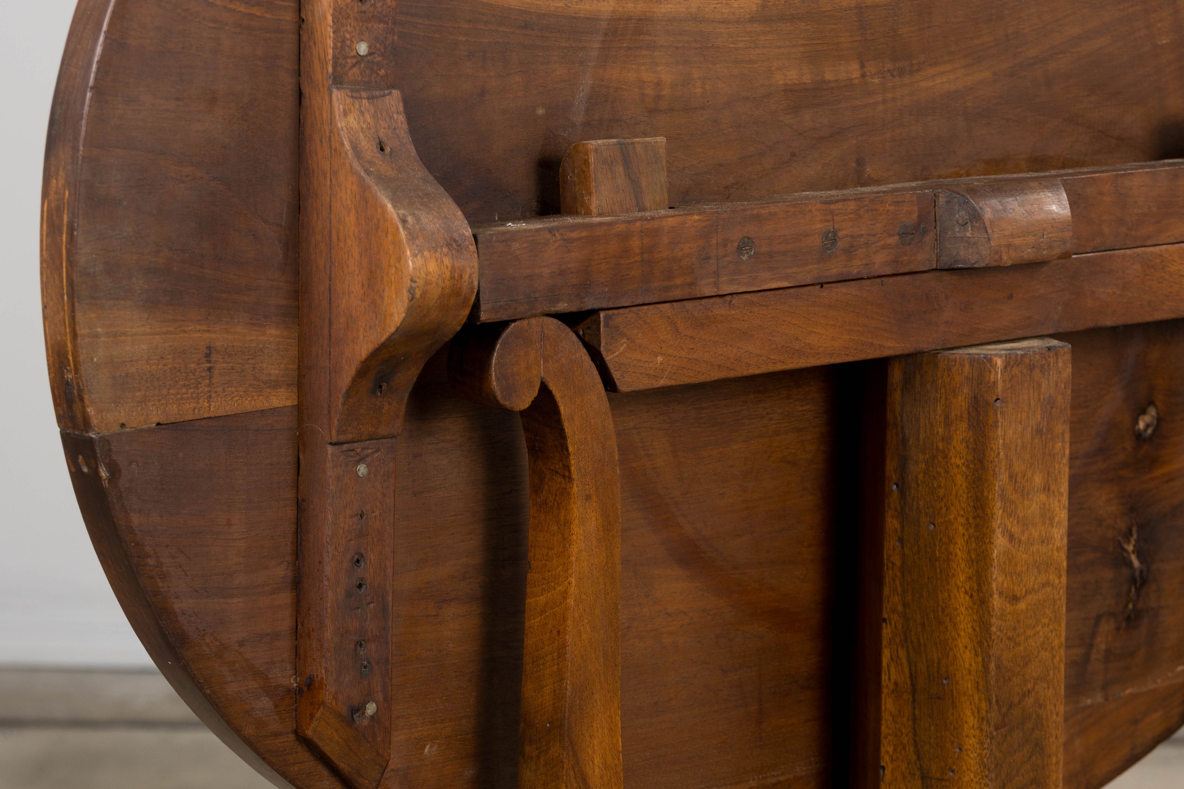 Antique French Louis Philippe Oval Walnut Vendange Wine Tasting Side Table