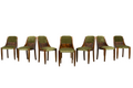 ON HOLD 1920s French Art Deco Walnut Gondola Dining Chairs in Olive Green - Set of 8