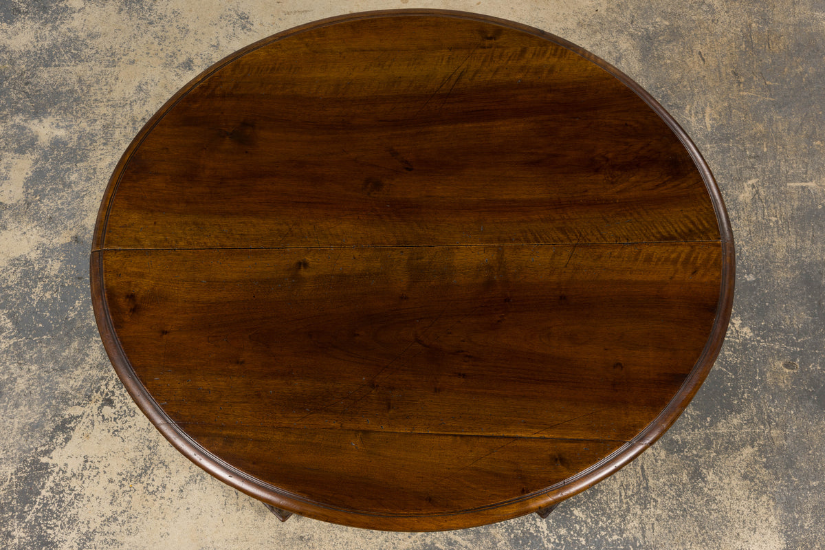 19th Century French Napoleon III Walnut Oval Center Table