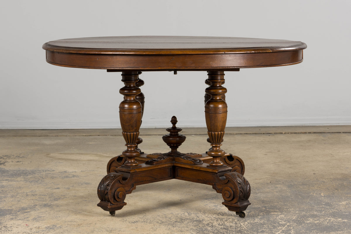 19th Century French Napoleon III Walnut Oval Center Table
