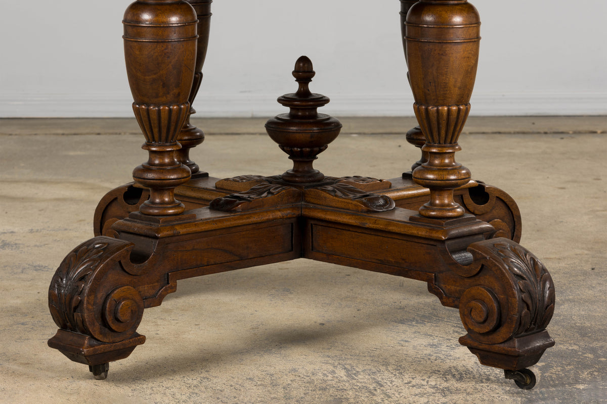 19th Century French Napoleon III Walnut Oval Center Table