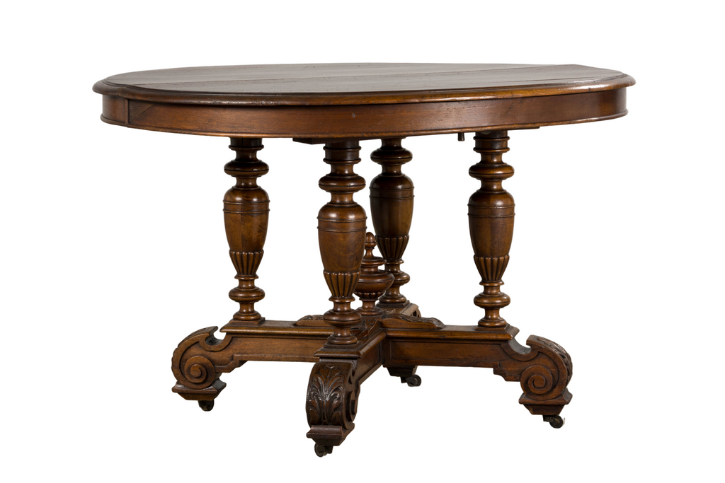 19th Century French Napoleon III Walnut Oval Center Table