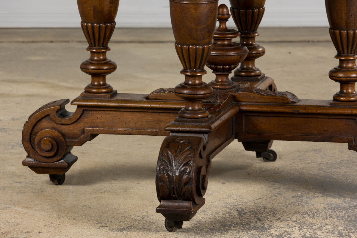 19th Century French Napoleon III Walnut Oval Center Table