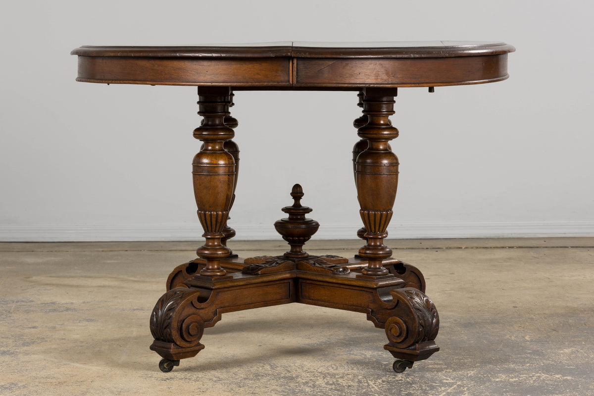 19th Century French Napoleon III Walnut Oval Center Table