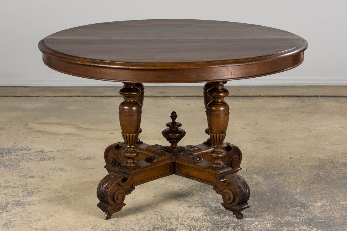 19th Century French Napoleon III Walnut Oval Center Table