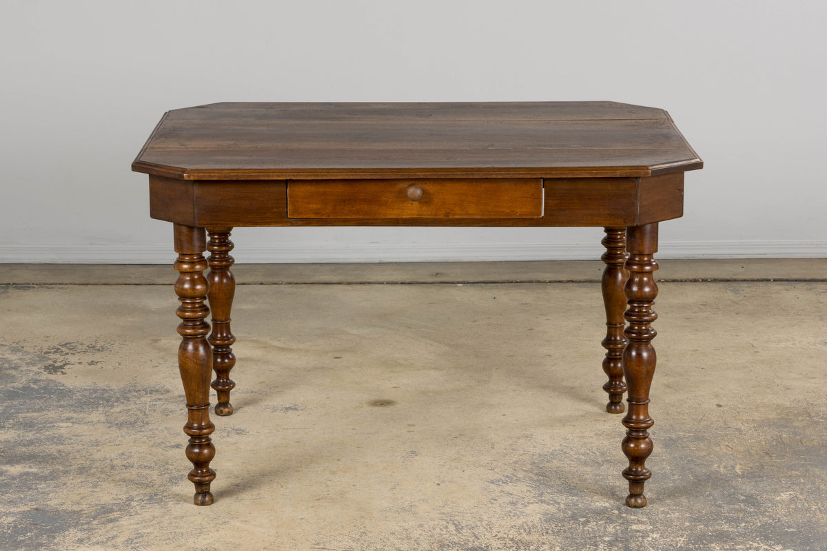 19th Century Country French Louis Philippe Style Walnut Writing Desk