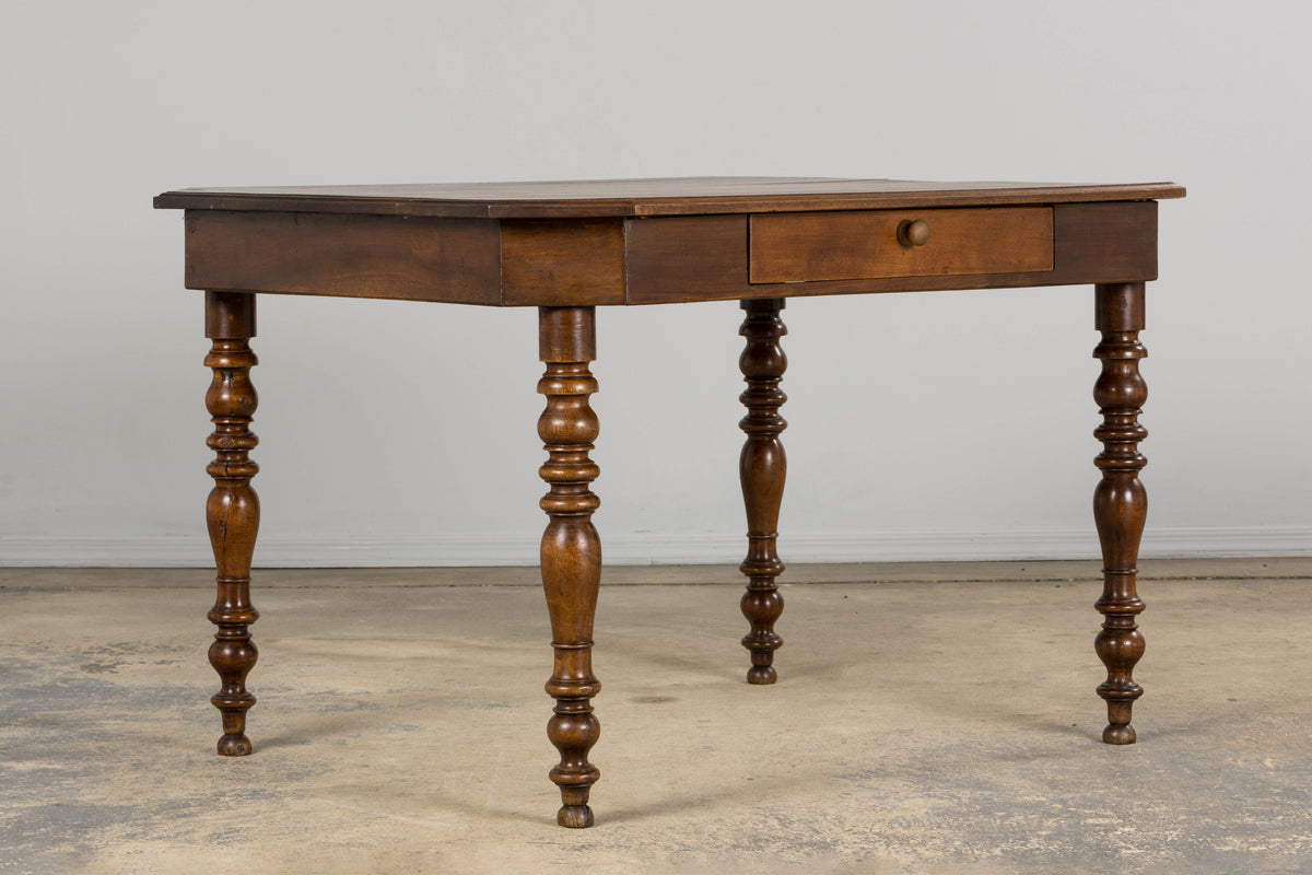 19th Century Country French Louis Philippe Style Walnut Writing Desk