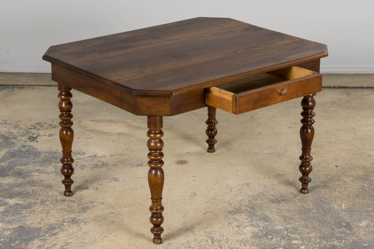 19th Century Country French Louis Philippe Style Walnut Writing Desk
