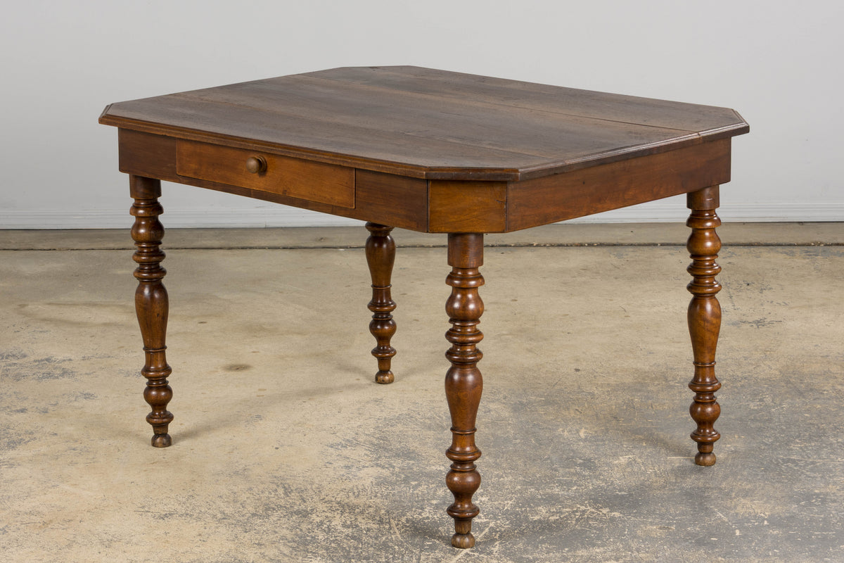 19th Century Country French Louis Philippe Style Walnut Writing Desk