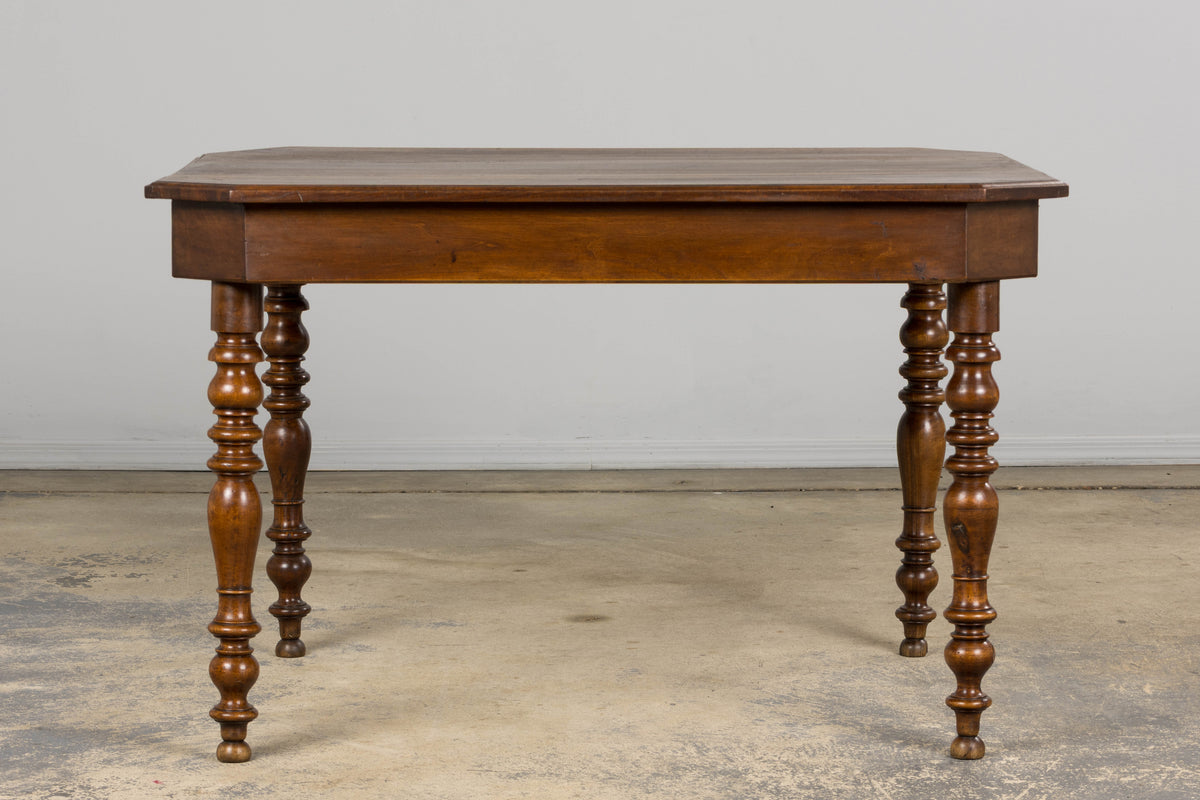 19th Century Country French Louis Philippe Style Walnut Writing Desk