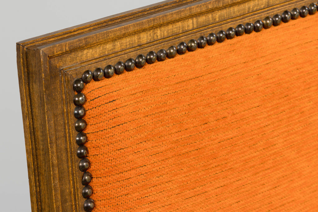 French Louis XVI Style Maple Dining Chairs in Orange Chenille - Set of 8