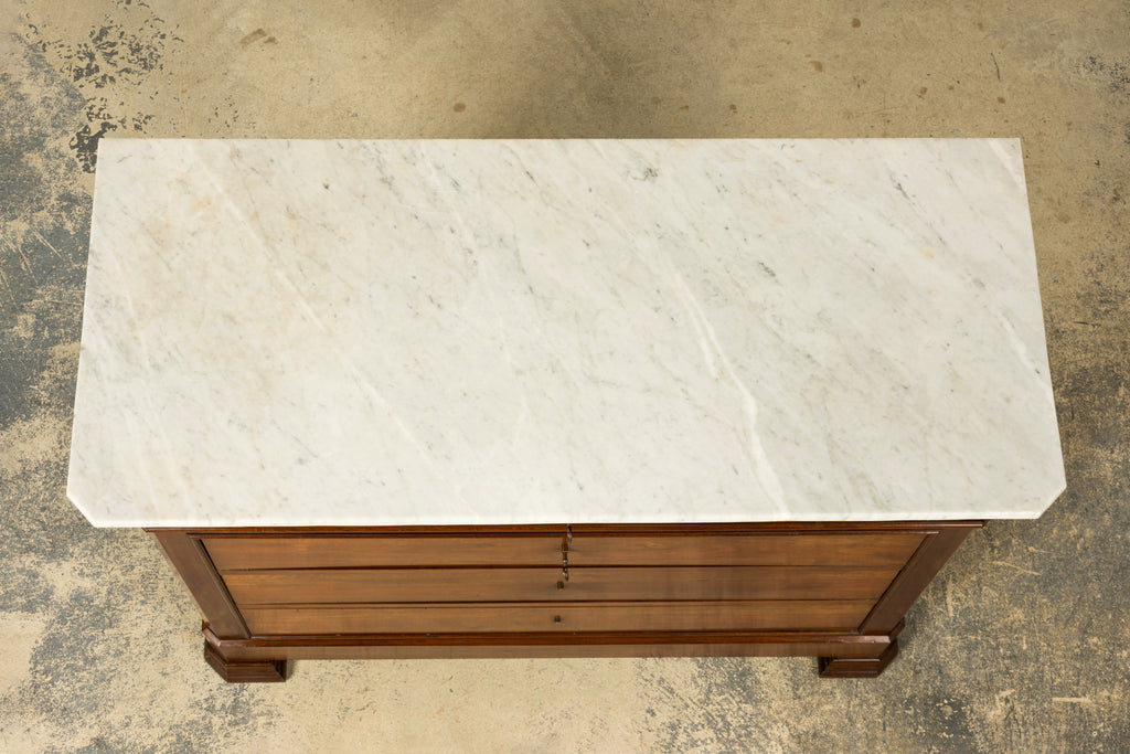 Mid-19th Century French Louis Philippe Walnut Marble Top Commode