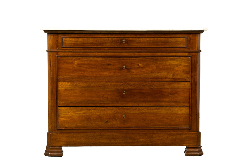 Mid-19th Century French Louis Philippe Walnut Marble Top Commode
