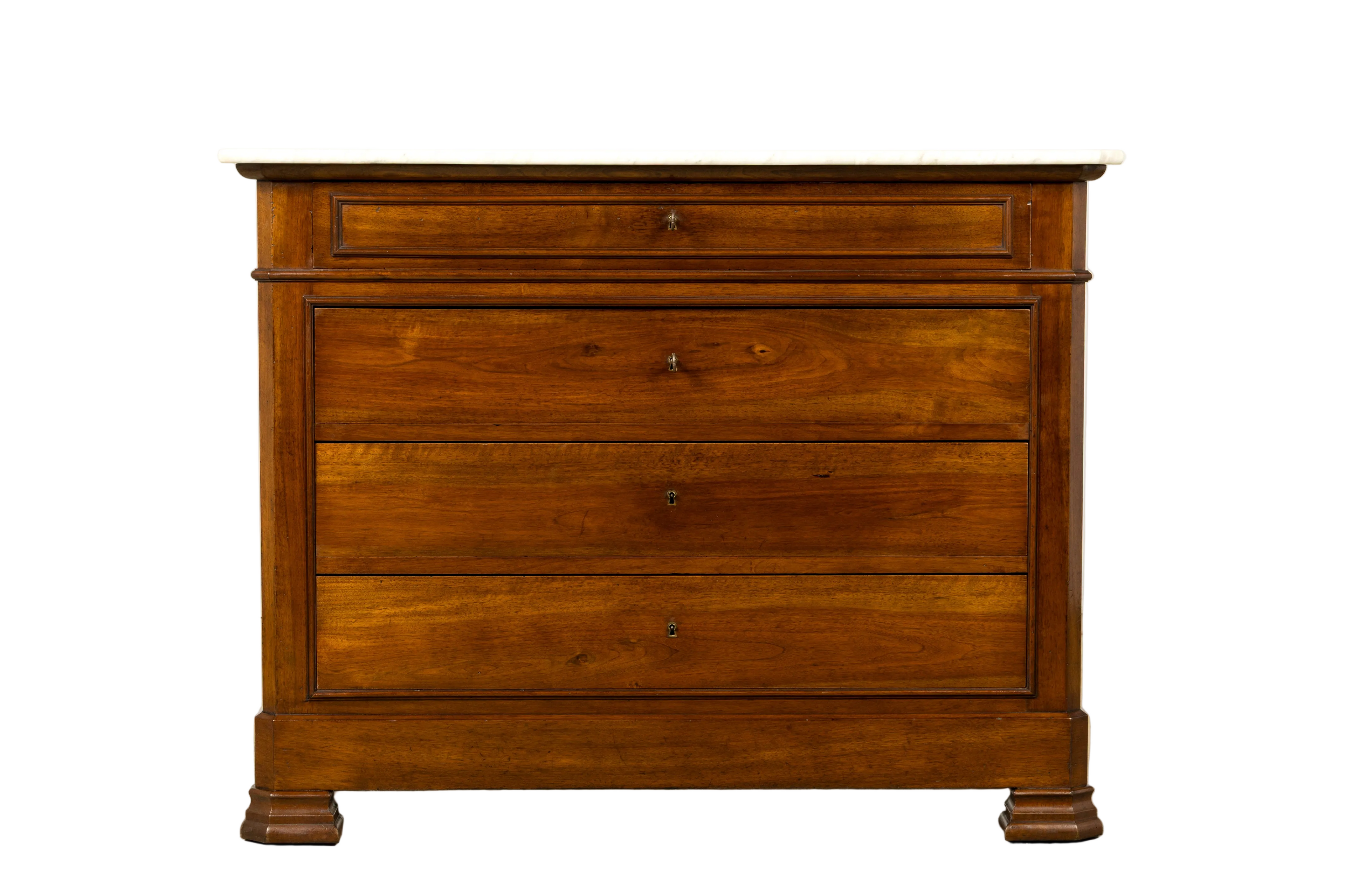 Mid-19th Century French Louis Philippe Walnut Marble Top Commode