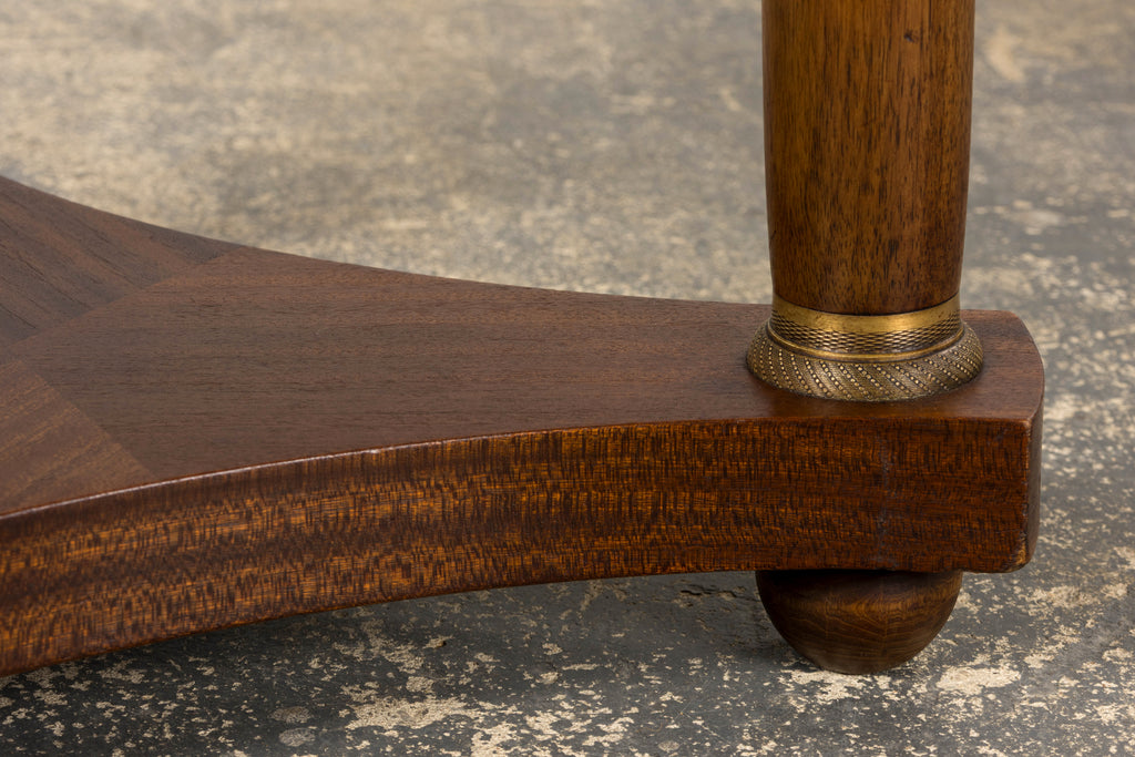 19th Century French Empire Style Mahogany Pedestal Side Table W/ Marble Top