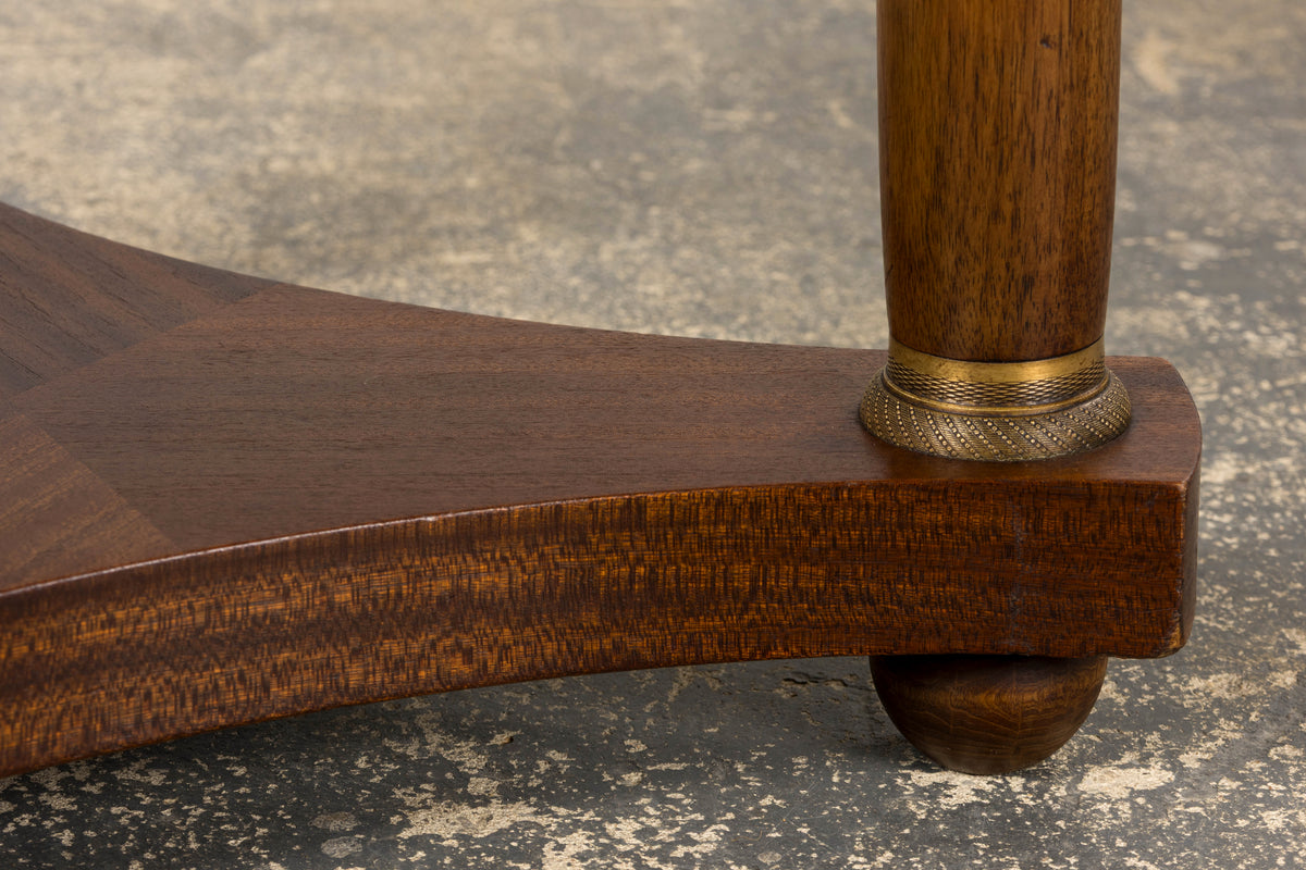 19th Century French Empire Style Mahogany Pedestal Side Table W/ Marble Top
