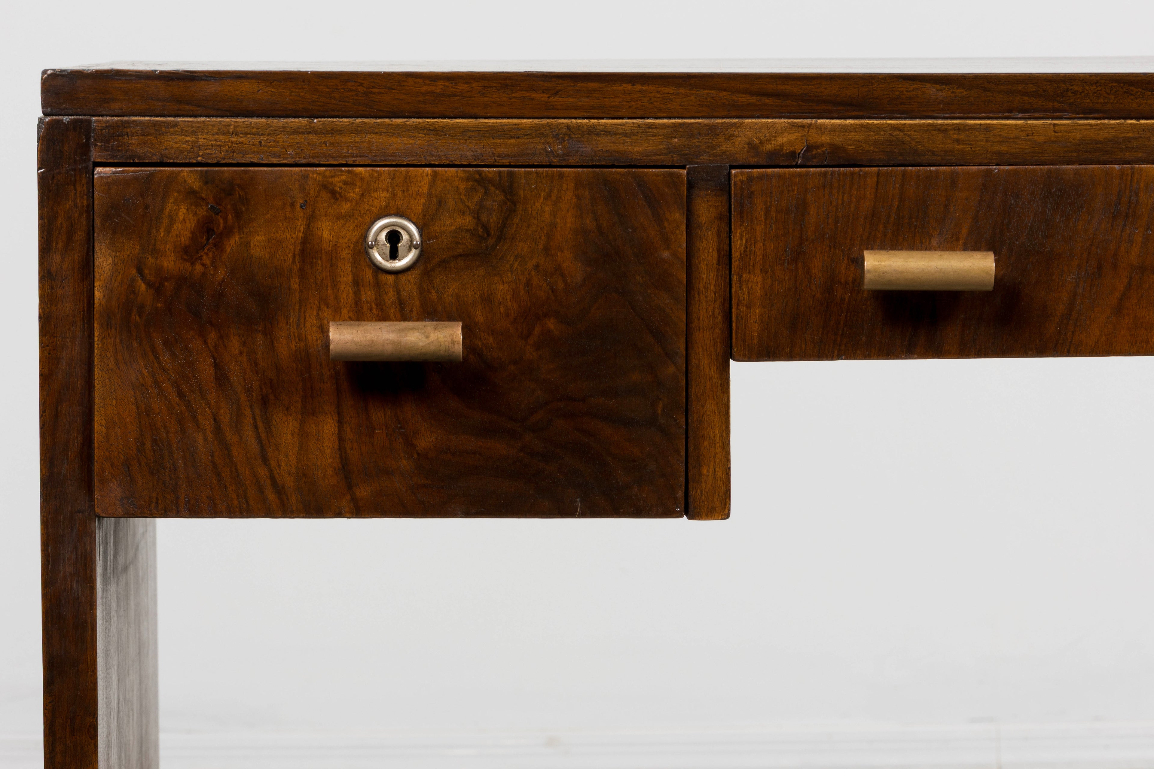 1930s French Art Deco Walnut Writing Desk